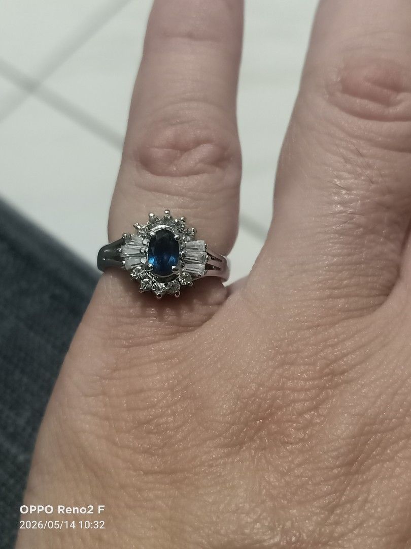 Natural Blue Sapphire Ring with stones (Category: Rings) located in Las Pinas. Submitted by chariepadilla (Listing ID 1437771562, Image 1). Description: Size 6 With SV100 marking.