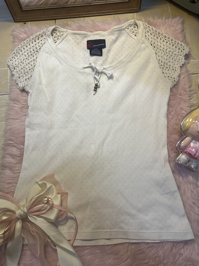 nautica jeans self-tie mesh top (Category: Blouses) located in Antipolo. Submitted by thea_thrifts07 (Listing ID 1437873868, Image 2). Description: .