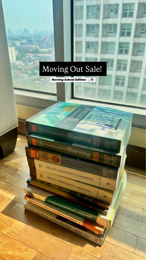 Nursing Books for sale! (Category: Textbooks) located in Paranaque City. Submitted by mgs.c (Listing ID 1437826577, Image 1). Description: Moving Out Sale: Nursing School Edition! 🩺📚 Selling some of my nursing books from 1st year onwards for a very low price! (some are free) Slightly used, while some are still good as new! I also have more: • nursing/duty essentials • school supplies • random dorm/condo finds just pm me if interested! 📍 Meet-u