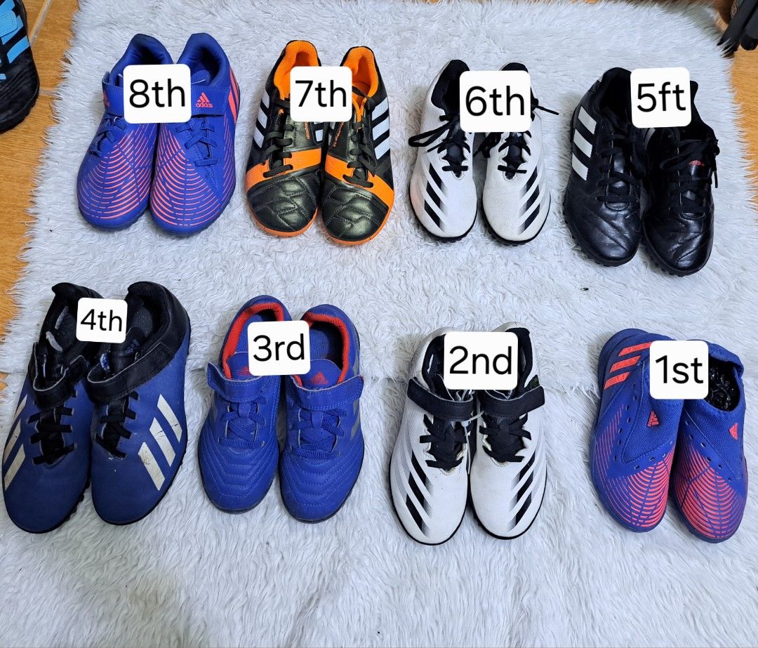 Original football adidass (Category: Babies & Kids Fashion) located in Quezon City. Submitted by kimlynandaya (Listing ID 1437848898, Image 1). Description: 1st:us11k/uk10½k/fr 38½/17cm price:649 2nd:us12k/uk11½k/fr30/18cm price:649 3rd:us13k/12½k/fr31/19cm price:649 4th:us2/uk1½/fr33½/20cm price:549 5ft:us2½/uk2/fr34/21cm price:649 6th:us13k/uk12½k/fr31/19cm price:649 7th:us2½/uk2/fr34/21cm price:649 8th:us3/uk½/fr35/21.5cm price:649.