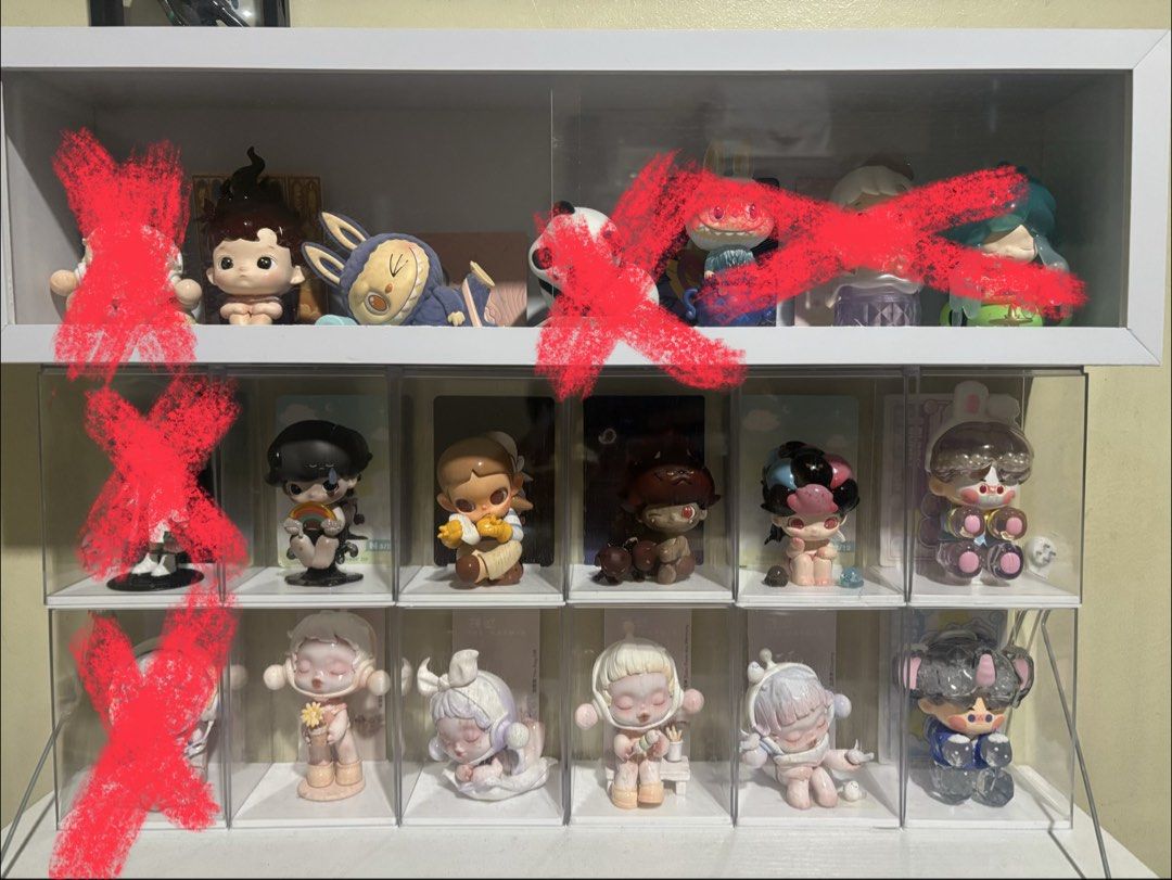 Popmart Blind Box Toys Random (Category: Toys & Games) located in Manila. Submitted by kysellerr (Listing ID 1437854154, Image 1). Description: All items were displayed only. TAKE ALL. PER PIECE NOT ALLOWED. Condition: Like brand new RFS: Disposing collection. All with boxes and foils. Casing included.