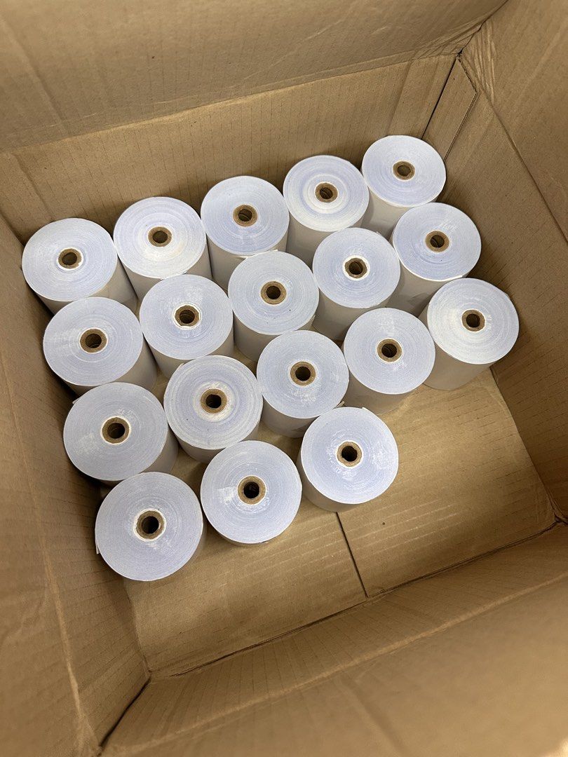 POS Carbonless Receipt Paper (Category: Office & Business Technology) located in Quezon City. Submitted by penaffleck (Listing ID 1437933675, Image 1). Description: 18 pcs 76mm x 70mm 2ply All in package.