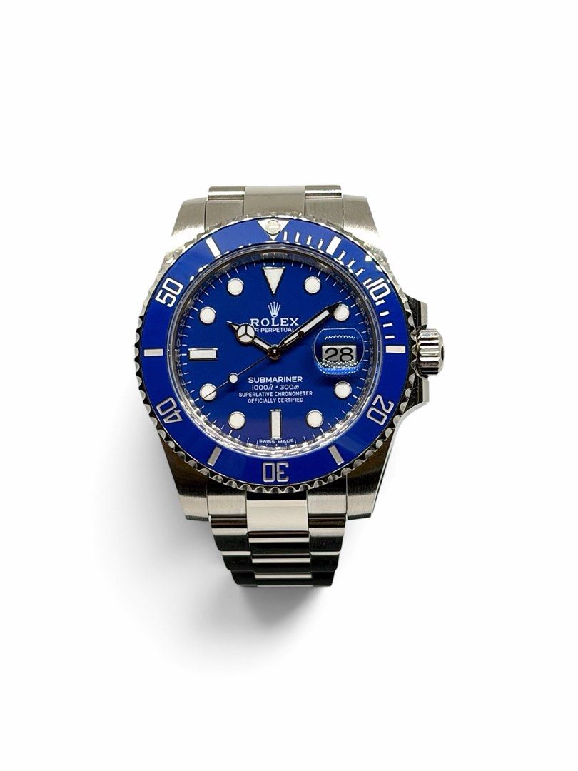 Preowned 2020 Rolex Submariner “Smurf” 116619LB White Gold Bracelet (Category: Watches) located in Singapore. Submitted by montres.pickering (Listing ID 1437788986, Image 1). Description: Preowned in mint condition. Complete set with box, warranty card and green tag. Warranty dated Jan 2020..