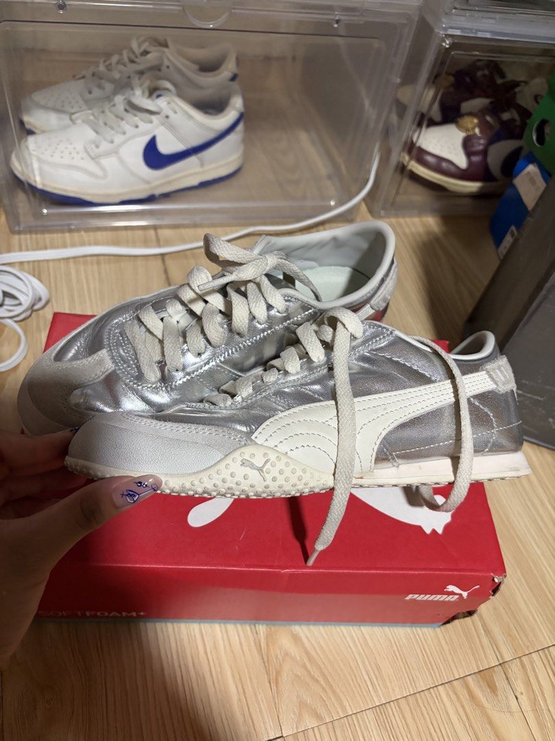 RUSH SALE ‼️ Puma Bella Silver (Category: Sneakers) located in Mabalacat. Submitted by leyxzz_declutter (Listing ID 1437851231, Image 1). Description: - Silver Puma sneakers - Size euro 37 Uk 4, 23cm - Needs cleaning - No issue - Comes with original box PM ME FOR MORE PICS NEGOTIABLE.