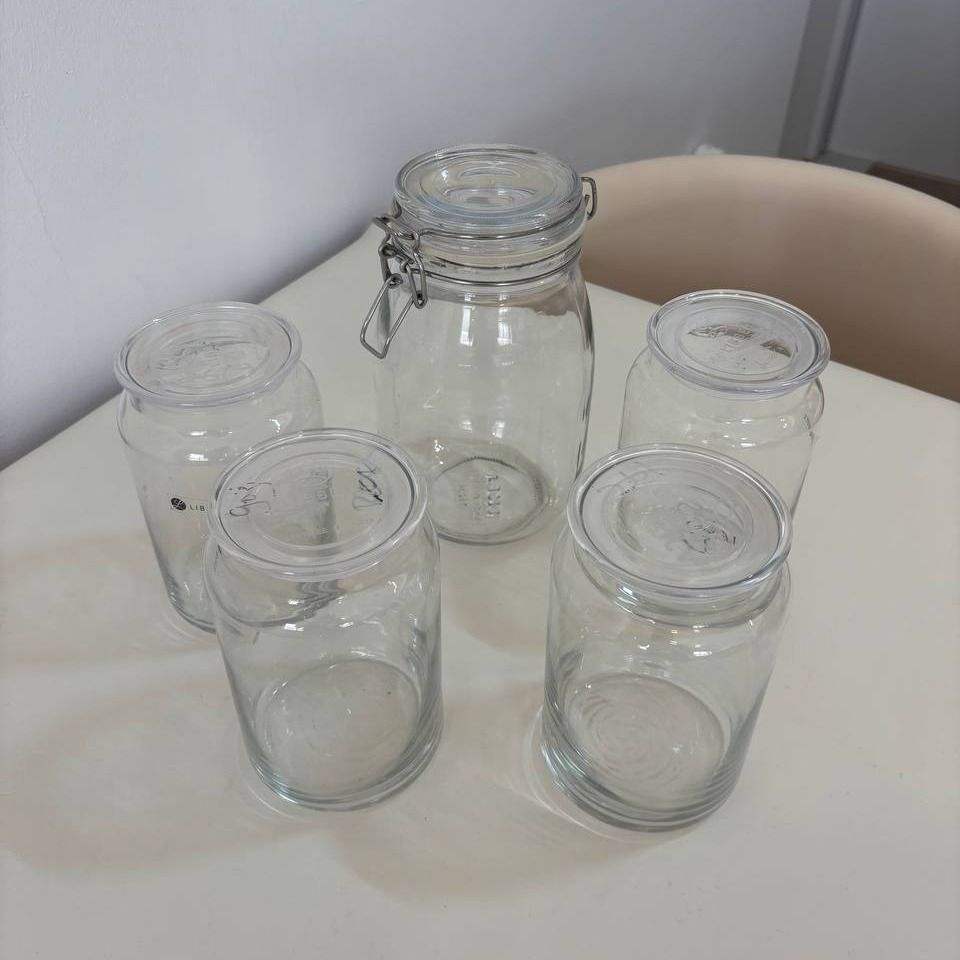Set of Glass Storage Jars with Lids