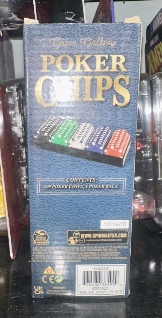 Spin Master Poker Chips (Category: Board Games & Puzzles) located in Binan City. Submitted by elf.0000 (Listing ID 1437793617, Image 2). Description: P550.00 plus sf 100 chips and 1 rack Payment via gcash Ship thru j&t.