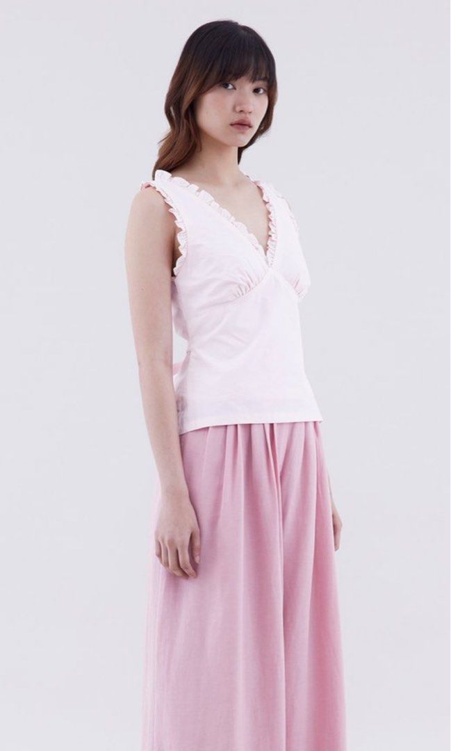 The Editor's Market Pink Ruffle Top (Category: Sleeveless) located in Las Pinas. Submitted by winteeer (Listing ID 1437841158, Image 3). Description: 1pc 2000 2pcs 1925 3pcs 1950 MEASUREMENTS BUST 34 LENGTH 21.5.