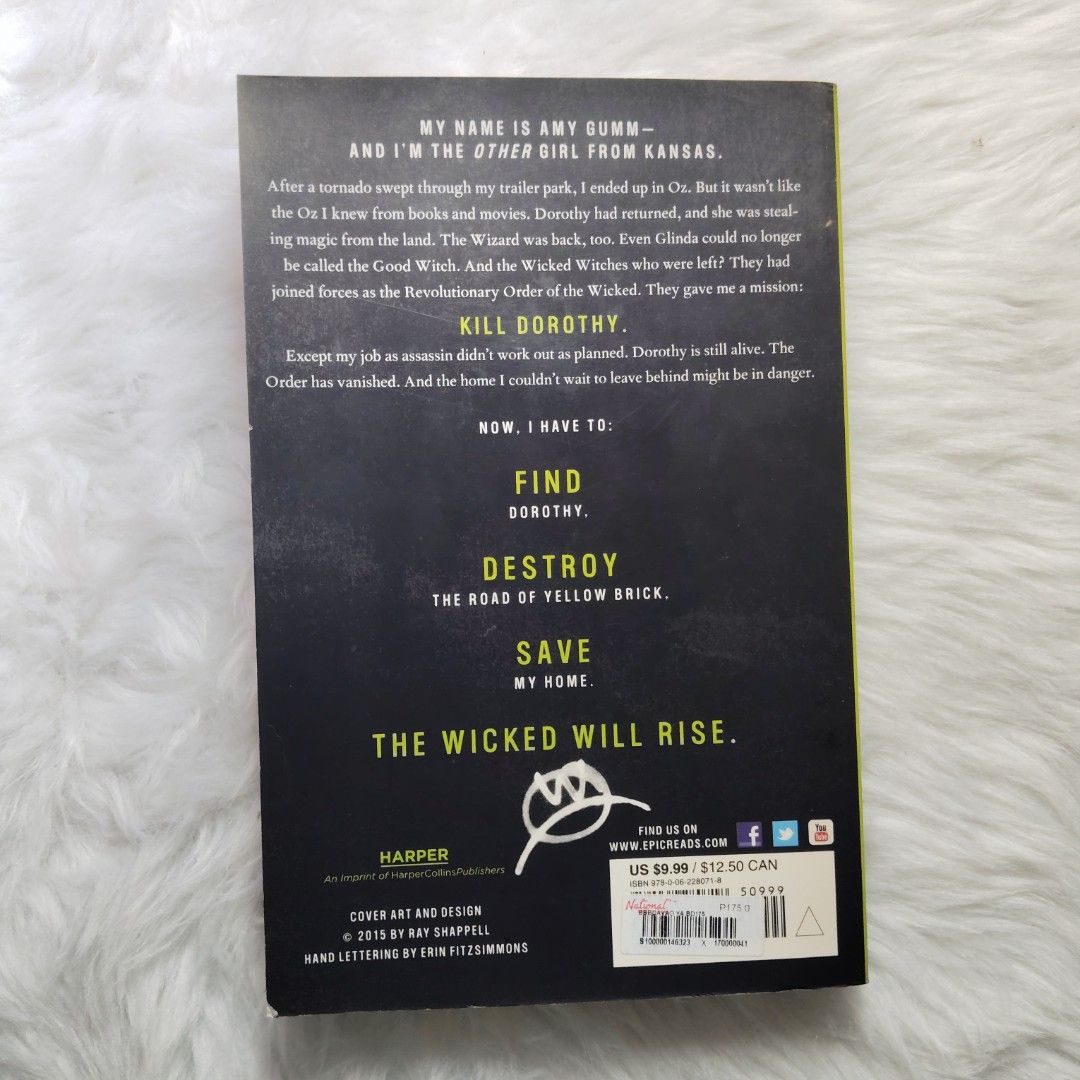 The Wicked Will Rise by Danielle Paige (Category: Storybooks) located in Davao. Submitted by azurainn (Listing ID 1437827305, Image 2). Description: ✦ The Wicked Will Rise by Danielle Paige ✦ Second Book in the Dorothy Must Die Series ✦ Paperback novel ✦ Condition: Preloved / good condition ✦ Pages are complete and intact ✦ Great for collectors or casual reading ✦ Cover still in good condition with visible signs of use ✦ Has visible yellowing/dis