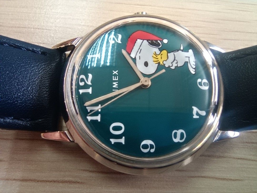 Timex x Peanuts Snoopy Watch (Category: Men's Watches) located in Cebu City. Submitted by mac_j003 (Listing ID 1437829503, Image 1). Description: - Limited Edition Timex Watch - Snoopy design on a vibrant green dial - Durable stainless steel back - Comfortable blue leather strap - Water resistant up to 30 meters (WR30) - Unique serial number engraved on the back.
