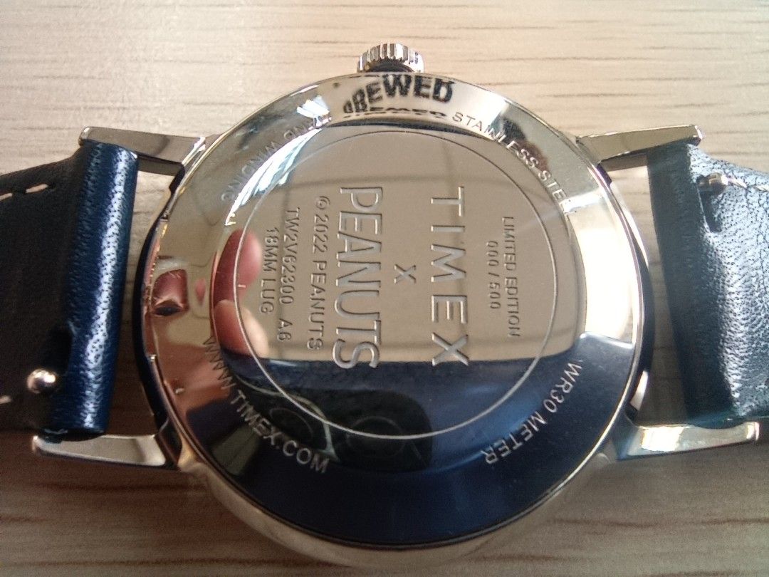 Timex x Peanuts Snoopy Watch (Category: Men's Watches) located in Cebu City. Submitted by mac_j003 (Listing ID 1437829503, Image 3). Description: - Limited Edition Timex Watch - Snoopy design on a vibrant green dial - Durable stainless steel back - Comfortable blue leather strap - Water resistant up to 30 meters (WR30) - Unique serial number engraved on the back.