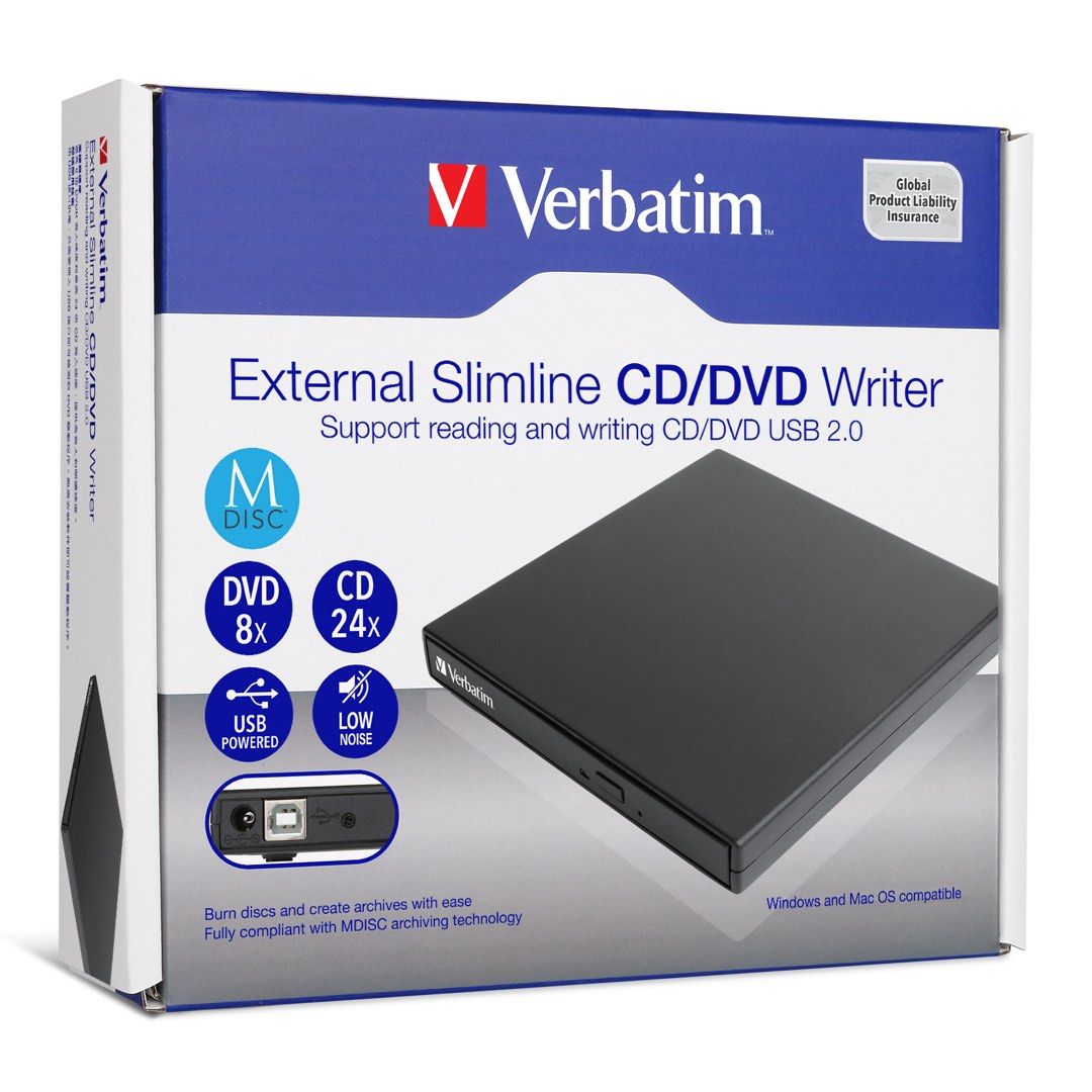 Verbatim External Slimline CD/DVD Writer (USB 2.0)453762916560424961