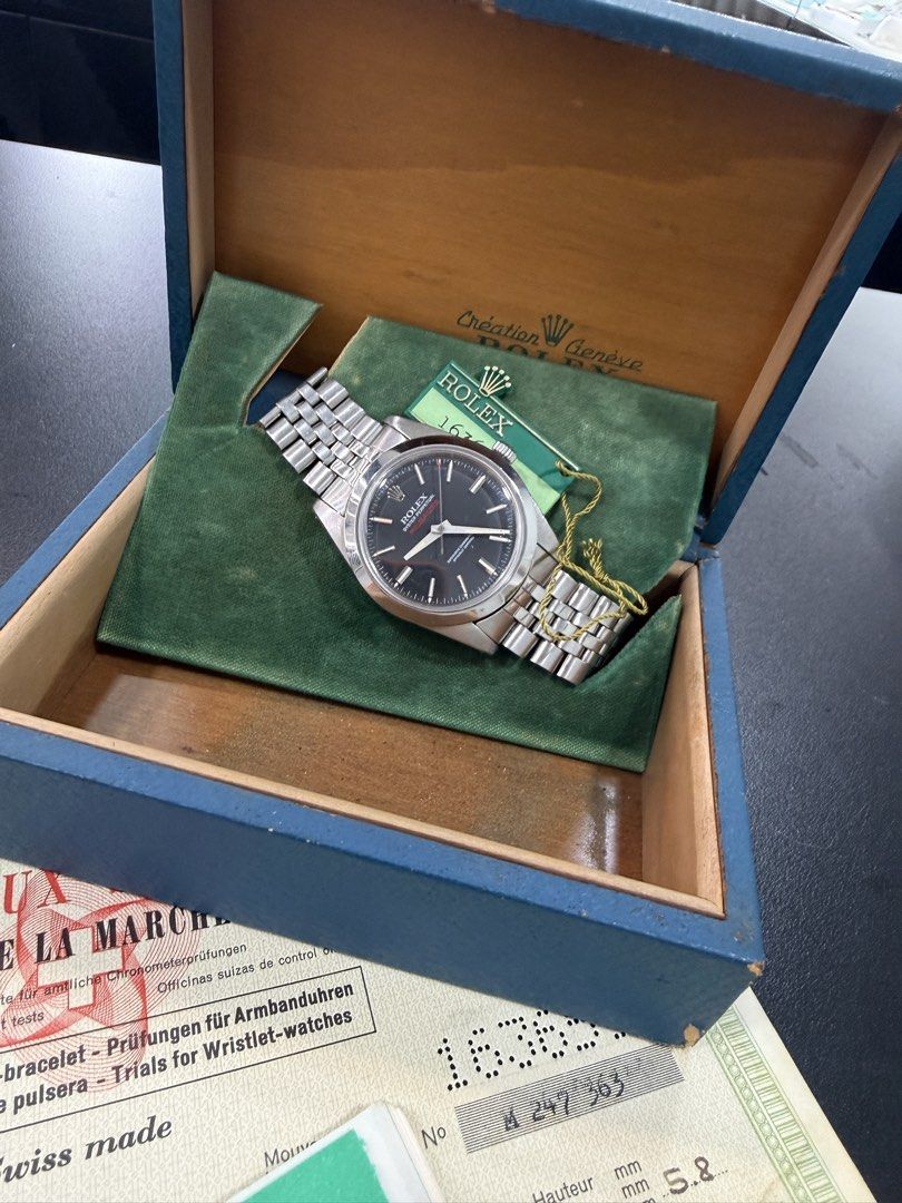 Very Rare Rolex 1019 Black Dial Milgauss Full Set (Category: Watches) located in Singapore. Submitted by monstertimegallery (Listing ID 1437852527, Image 2). Description: On sale is a very collectable and sought after Black Dial Rolex Milgauss circa 1968! Dial: 100% original matte black tritium dial in near mint condition with no blemishes. Case: stainless steel case is strong with sharp bevels which signifies an unpolished case. Inside case back