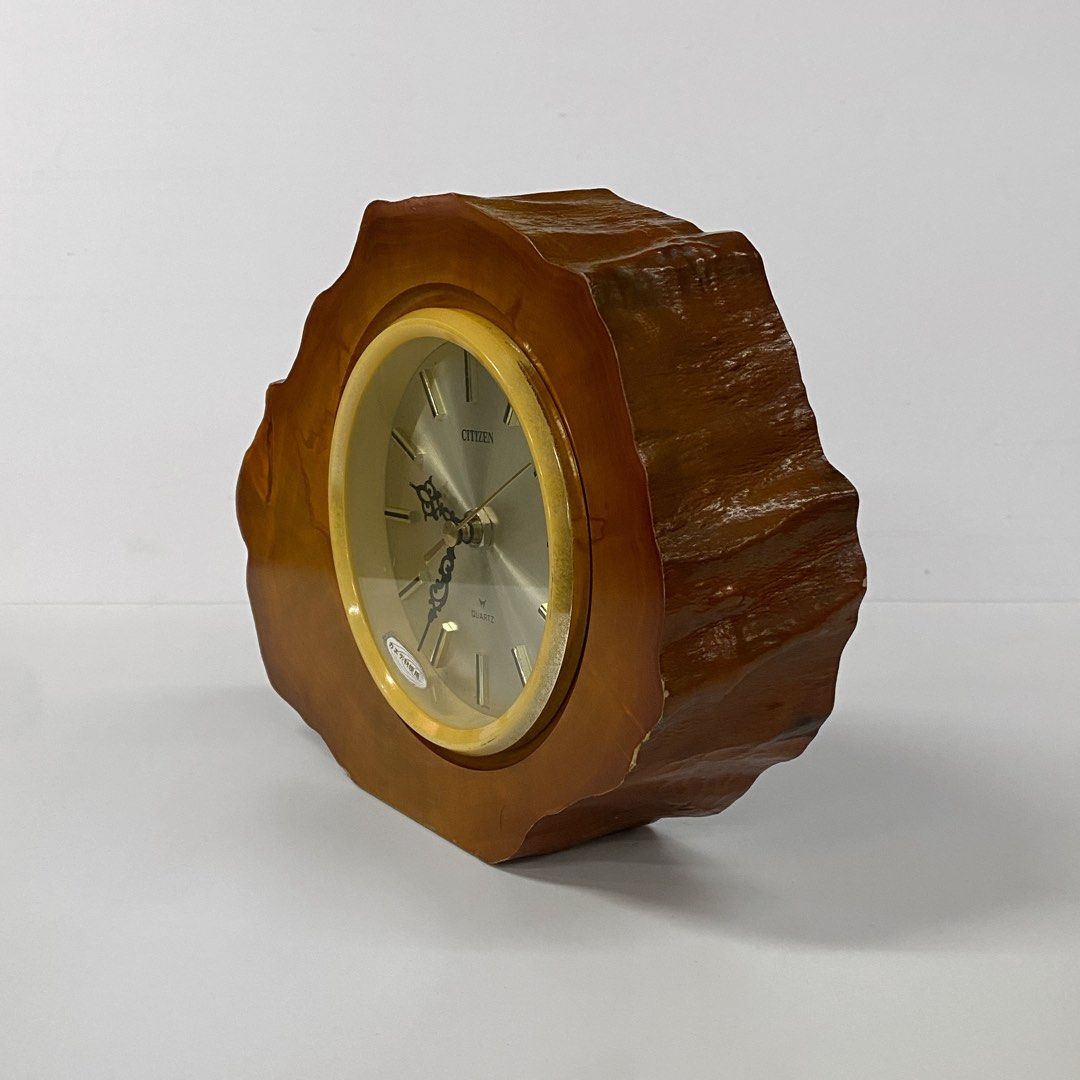 Vintage Citizen Shelf Wood Table Clock - Large (Category: Clocks) located in Bacolod City. Submitted by bt_ph (Listing ID 1437767676, Image 3). Description: - Vintage Citizen shelf clock - 10 x 8 dimensions - 2.5 inch thick - Silver clock face with gold accents - Unique, organic-shaped wooden frame - Black back - Made in Japan - In good working condition.