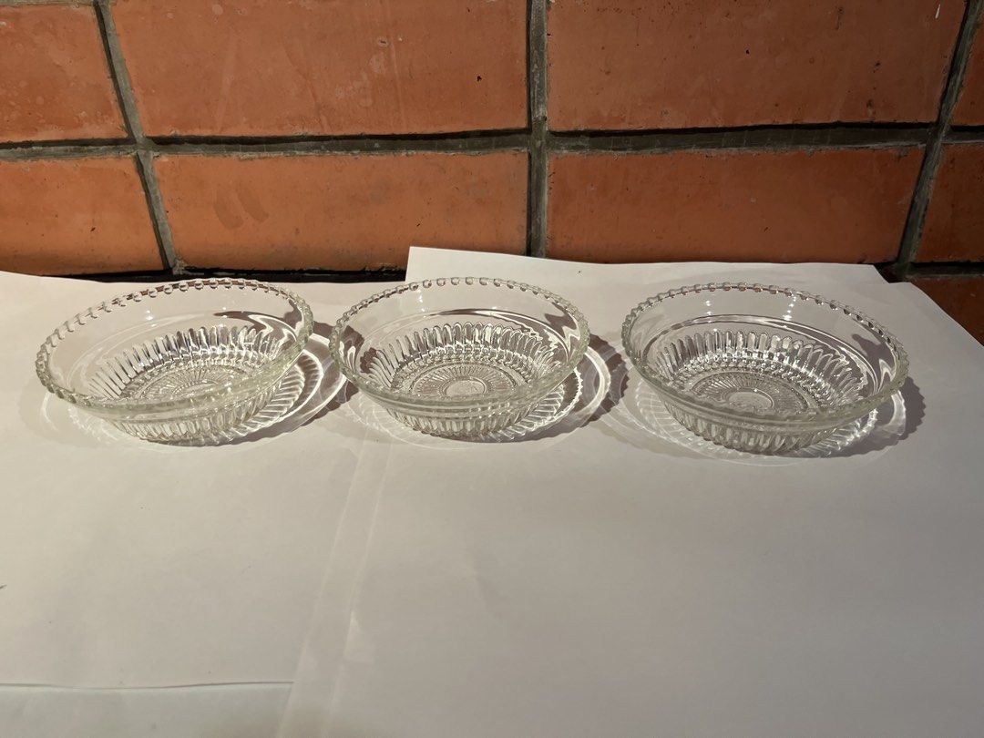 Vintage Clear Glass Bowls - Set of 3
