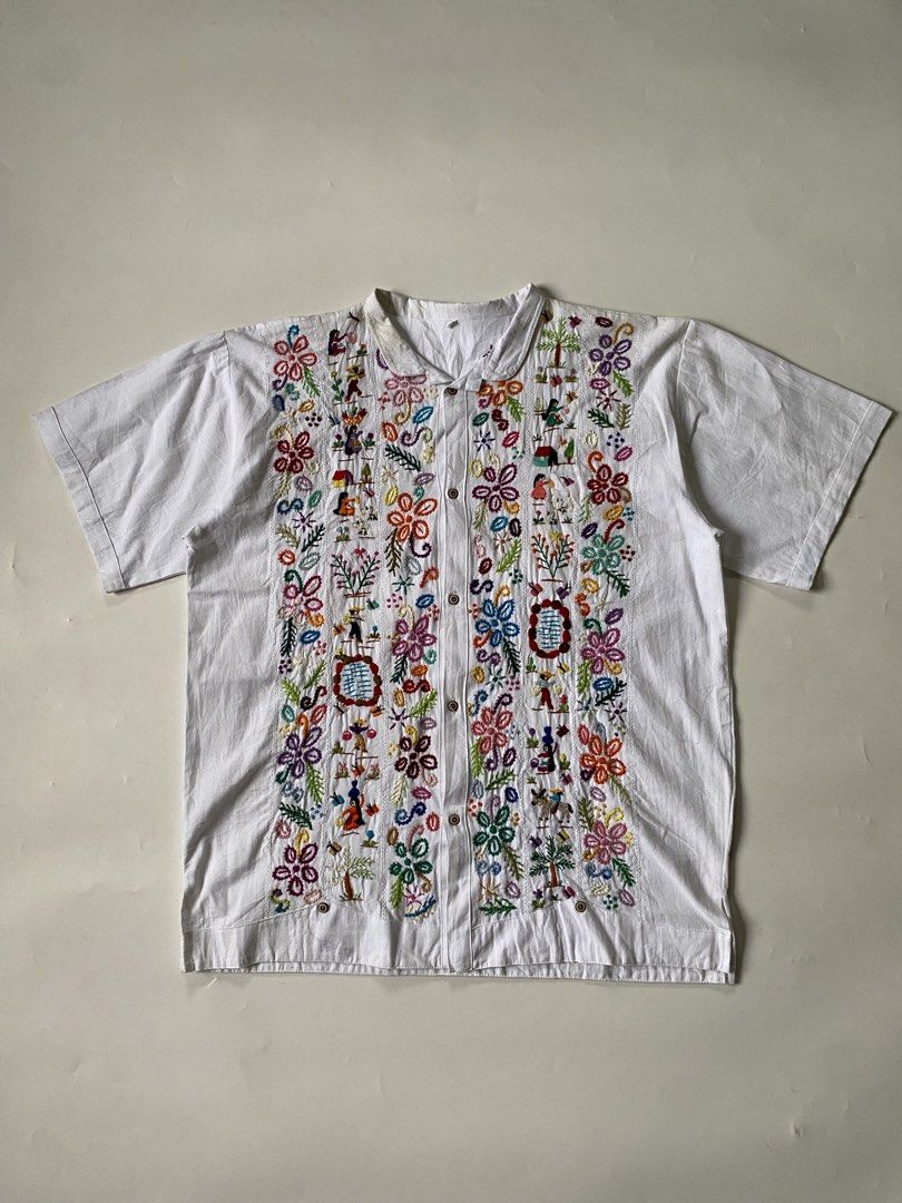 Vintage Handmade Linen Shirt ( BODE Alternative ) (Category: Tshirts & Polo Shirts ) located in Baguio. Submitted by the_gunstore (Listing ID 1437904547, Image 1). Description: Size tagged: XL Issue: Minimal Stains Width:24.5 Length:30 Shoulder:21.5 Sleeve:10.