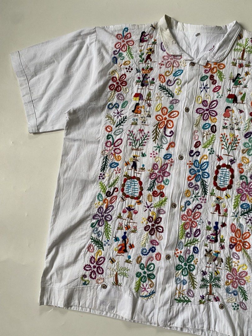 Vintage Handmade Linen Shirt ( BODE Alternative ) (Category: Tshirts & Polo Shirts ) located in Baguio. Submitted by the_gunstore (Listing ID 1437904547, Image 3). Description: Size tagged: XL Issue: Minimal Stains Width:24.5 Length:30 Shoulder:21.5 Sleeve:10.