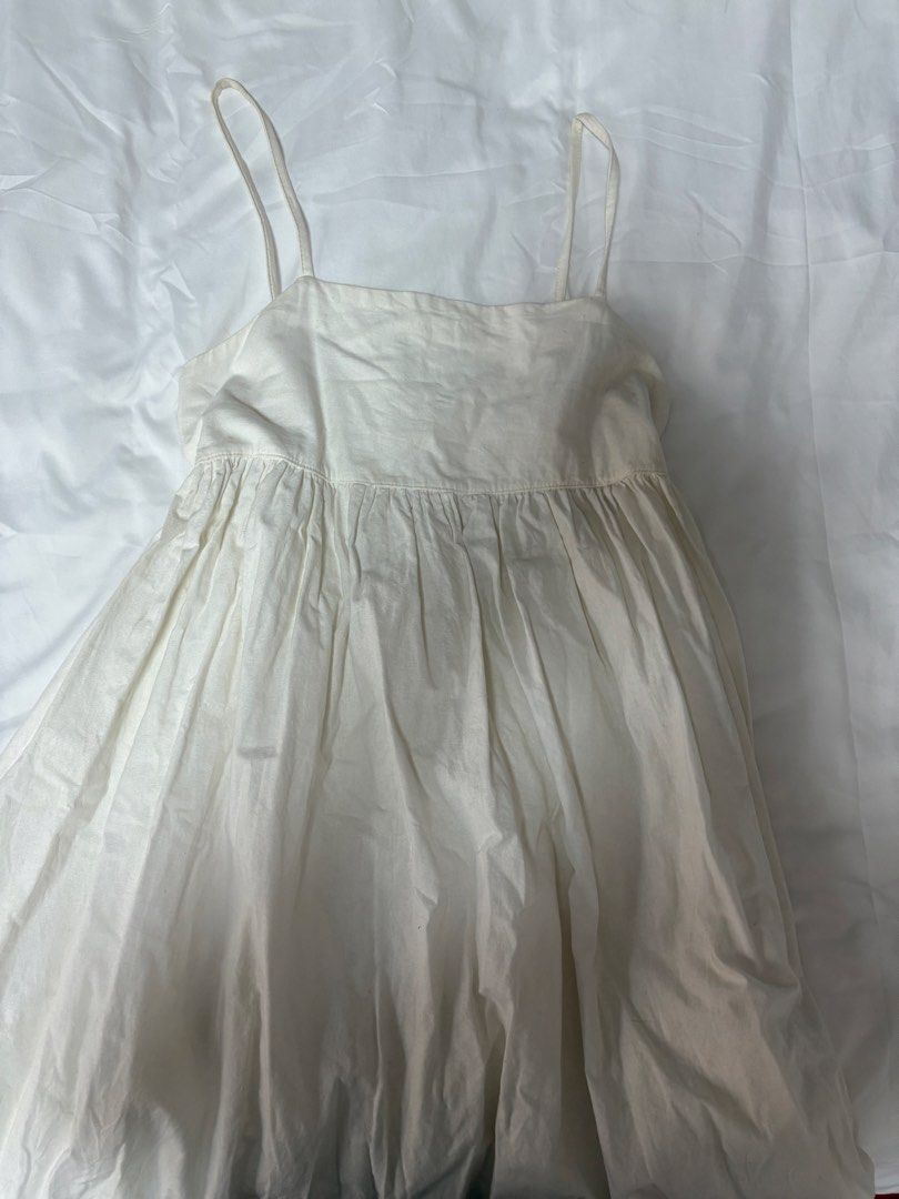 White Spaghetti Strap Summer Dress (Category: Dresses) located in Manila. Submitted by imda1 (Listing ID 1437838673, Image 2). Description: - White midi dress - Spaghetti straps - Gathered waist - Cut-out back detail - Flowing, lightweight fabric - Perfect for warm weather.