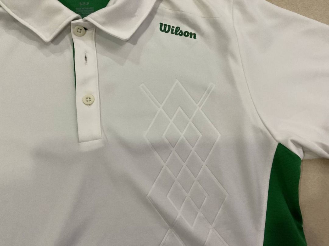 Wilson S-P-P Polo Shirt (Category: Tshirts & Polo Shirts ) located in Manila. Submitted by okeanos (Listing ID 1437782993, Image 3). Description: ⚪🟢 Wilson Performance Polo 🟢⚪ Rare sporty polo with clean color blocking and athletic look. Perfect for golf, tennis, or clean sporty fits. 📏 Best fits Medium 🎨 Color: White / Green 🧵 Lightweight breathable fabric ⭐ Condition: 9/10 Excellent pre-loved • Print/logo still crisp • No major flaws • Rea
