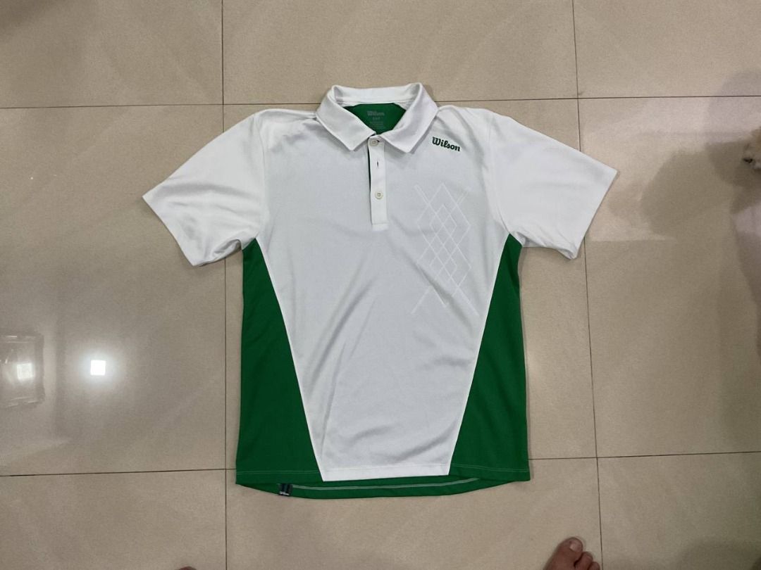 Wilson S-P-P Polo Shirt (Category: Tshirts & Polo Shirts ) located in Manila. Submitted by okeanos (Listing ID 1437782993, Image 1). Description: ⚪🟢 Wilson Performance Polo 🟢⚪ Rare sporty polo with clean color blocking and athletic look. Perfect for golf, tennis, or clean sporty fits. 📏 Best fits Medium 🎨 Color: White / Green 🧵 Lightweight breathable fabric ⭐ Condition: 9/10 Excellent pre-loved • Print/logo still crisp • No major flaws • Rea