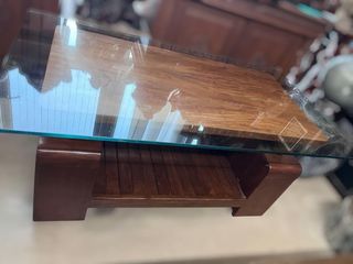Wooden Coffee Table with Glass Top, Furniture &amp; Home Living, Furniture ...