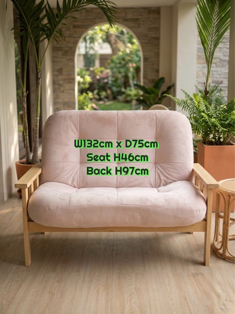 2 seaters Sofa/Recliner (Category: Sofas) located in Cavite. Submitted by pussycat_doll26 (Listing ID 1434945339, Image 2). Description: - Stylish pink velvet sofa - a tufted design on the seat and backrest - washable cover/recliner cushion - detachable cushion can be a floor couch - Light wood frame and armrests - Adds elegance to any living space - Designed for comfort and style Note!! All of our Items are 2nd hand, Please manage your expectati