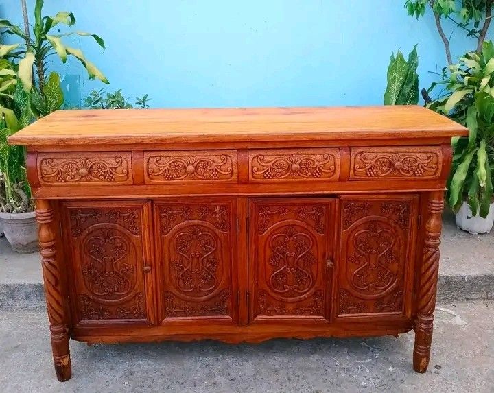 Antique Buffet cabinet full restored (Category: Shelves, Cabinets & Racks) located in Manila. Submitted by carmelites36250 (Listing ID 1437954383, Image 2). Description: #forsale #furniturestore #solidnarrafurniture #heritagefurniture ✨ Vintage Buffet Cabinet - Solid Narra Wood Crafted from high-quality solid Narra wood, this beautiful vintage piece has been carefully restored and professionally revarnished to bring out its natural elegance and d