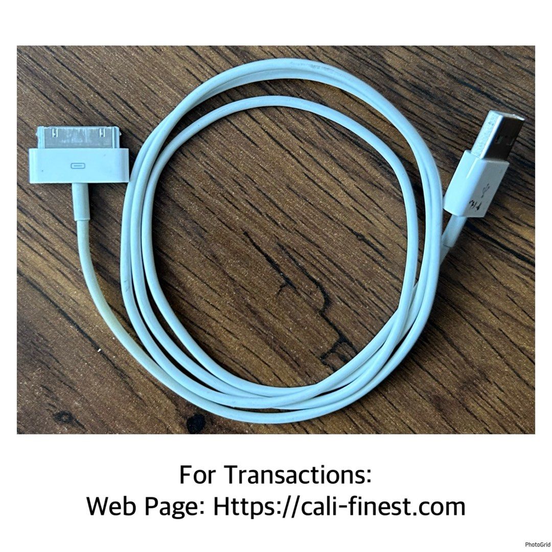 Apple 30-pin dock connector to USB Cable (Category: Cables & Adaptors) located in Pasig City. Submitted by califinestcollectibles (Listing ID 1438004896, Image 1). Description: Apple 30-pin dock connector to USB Cable EL#661 No Box No Issue 2pcs On Hand - 200 each Original/Authentic From USA Pick Up at One Oasis condominium ortigas extension pasig city Or Delivery via Lalamove,Jnt, LBC cod/cop JNT (payment first basis,gcash) THANKYOU.