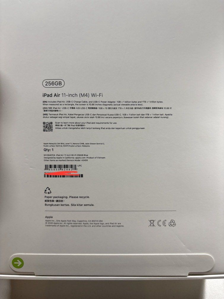 iPad Air M4 11吋256GB WiFi 藍色(官網現售$6799 現省即買), 手提電話