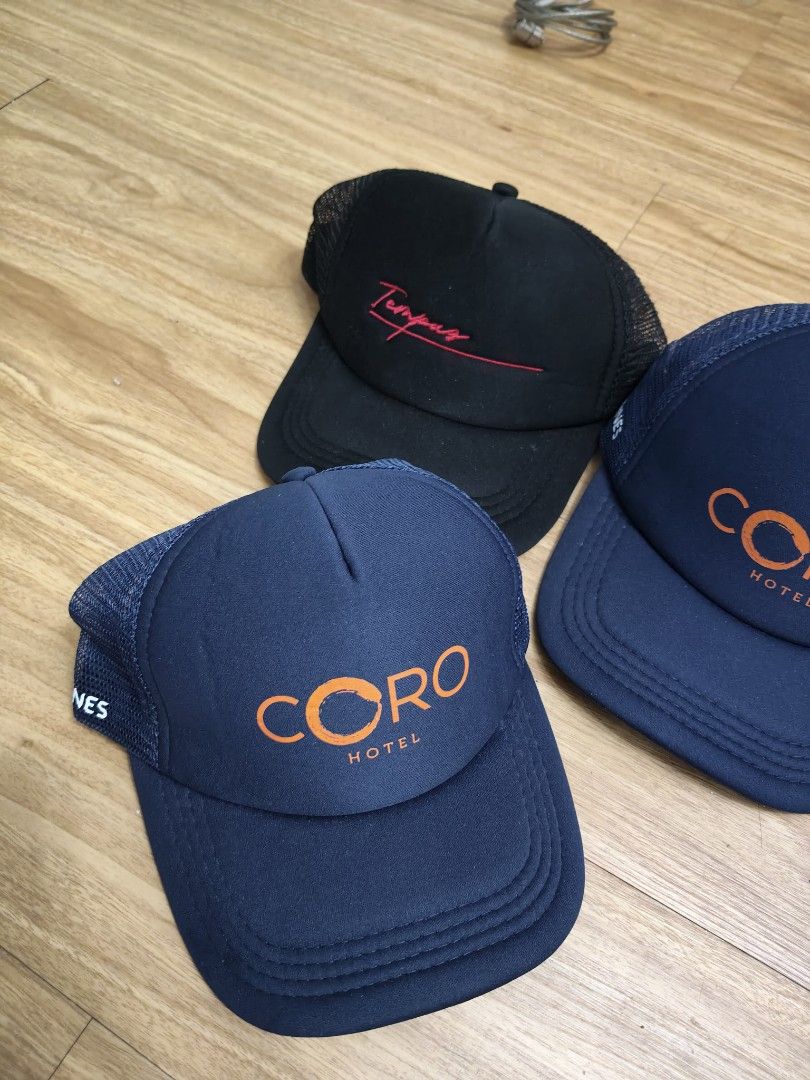 Assorted Caps (Category: Caps & Hats) located in Mandaluyong City. Submitted by derekalava (Listing ID 1438106220, Image 2). Description: - Assorted caps in various colors and designs. - Features caps with "Tropas" and "CORO HOTEL" logos. - Includes a black cap with a Puma tag. - Made from different materials (mesh, solid fabric). - Perfect for casual wear and adding style. get all if interested please call txt or pm me see pics for the condition