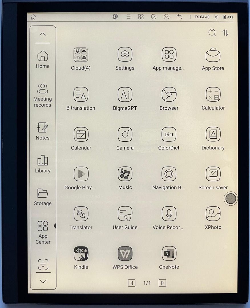 Bigme E-ink Note+ E-reader (Category: E-Readers) located in Singapore. Submitted by hqsin (Listing ID 1437886526, Image 2). Description: Bigme 10.3" HD Epaper display Resolution: 2480 x 1680 Carta 1200 (300 PPI) Front Light with CTM (Warm and Cold) Touch: Stylus touch (4,096 levels of pressure sensitivity) OS: Android 14 CPU: Dimensity 900/1080P RAM: 6GB ROM: 128GB Connectivity: Wi-Fi (2.4GHz + 5GHz) + BT 5.0 G-sensor for Auto Rotation 5MP Rear C