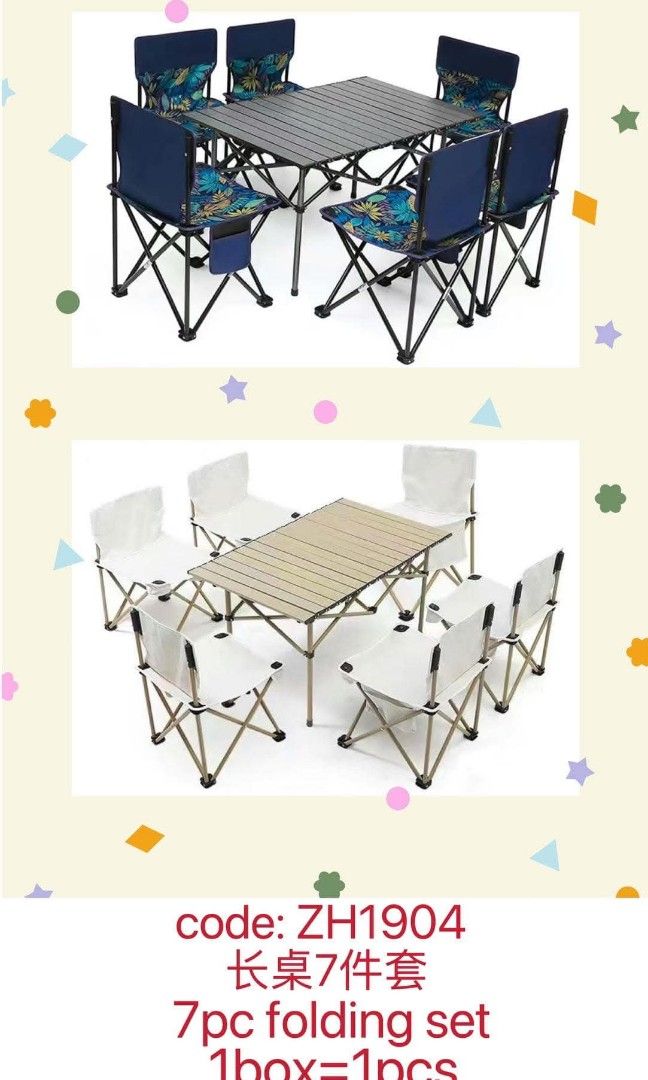 CAMPING TABLE AND CHAIR SET (Category: Tables & Sets) located in Manila. Submitted by haideshop (Listing ID 1437942141, Image 2). Description: Camping chair table set ZH1902 1400 ZH1903 1700 ZH1904 2200.