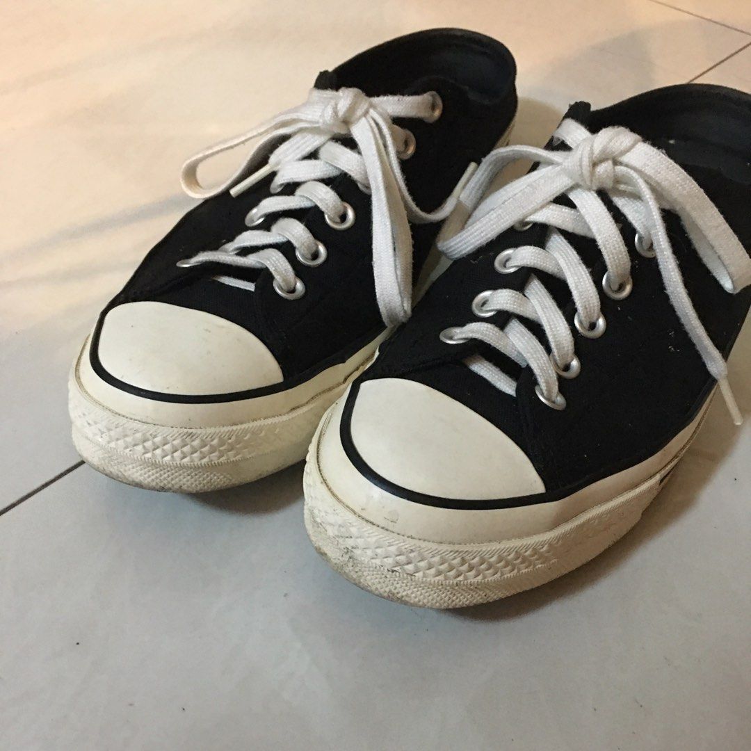 Converse Chuck Taylor Mule Slip On Black | 11US (Category: Sneakers) located in Makati City. Submitted by closetgirlph (Listing ID 1438023796, Image 2). Description: • Used once only • no side cracks • Size: US 12, UK 10, EUR 44.5 • MOP: GCash/Maya • Loc: Las Piñas • Shipping via Lalamove or J&T.