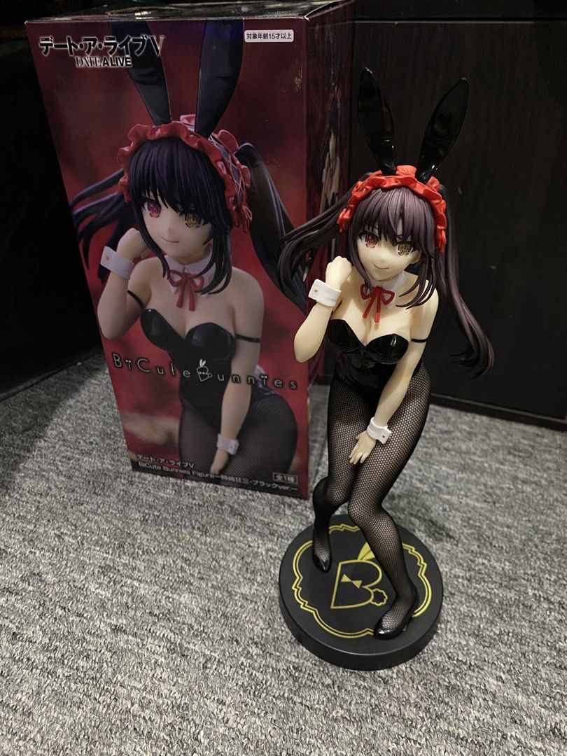 Date A Live V By Cute Bunnies Figure Kurumi Bicute Bunnies (Category: Toys & Games) located in President Roxas. Submitted by isserminator (Listing ID 1437956277, Image 1). Description: - Date A Live V figure from the By Cute Bunnies series. - Features a bunny girl outfit. - Color scheme: Black and red. - Includes the original box. - Base design: Gold..