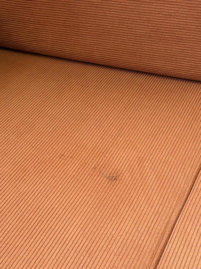 Dreame Modern Simple Full Sponge Sofa Bed (Category: Sofas) located in Manila. Submitted by ecallierju53820 (Listing ID 1438035293, Image 3). Description: - Orange corduroy sofa bed - Converts into a bed - Includes two matching pillows - Features a corduroy texture - Minor stain present - Original price: ₱21,999.00.