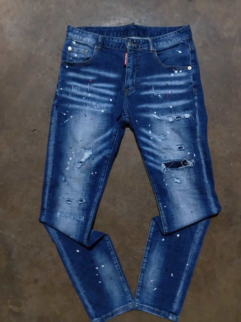 DSQUARED² Ripped Jeans Paint Splatter Slim fit (Category: Jeans) located in Cordova. Submitted by thriftragud (Listing ID 1438040227, Image 1). Description: Size 46 W 30-32 L 33.