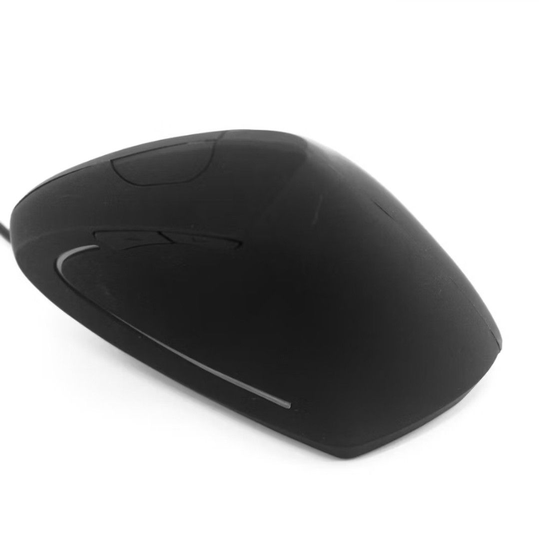Ergonomic Vertical Mouse - Black (Category: Mouse & Mousepads) located in Pasig City. Submitted by whitepaws.b278660 (Listing ID 1438043944, Image 2). Description: - Ergonomic vertical design for comfortable hand positioning. - Stylish black finish. - Features a scroll wheel and side buttons - Wired connection for immediate use. - Supports hand with a curved design. -Bought online (S) Payment first before arranging shipment Price posted does not 