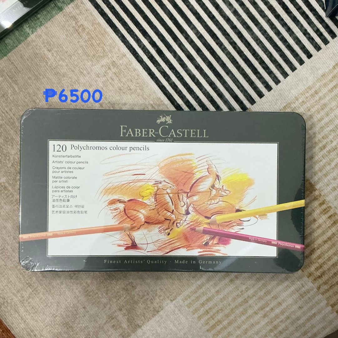 Faber-Castell Polychromos 120 Colour Pencils (Category: Craft Supplies & Tools) located in Zamboanga. Submitted by binthings (Listing ID 1438041104, Image 3). Description: - Faber-Castell Polychromos 120 color pencil set - 120 vibrant colors - Ideal for professional artists and hobbyists - Perfect for detailed drawings and illustrations - Made in Germany - Metal tin for protection and storage.