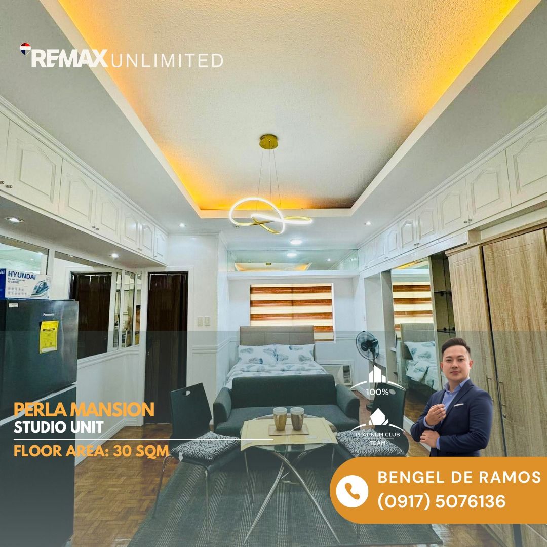 For Sale | Studio Unit at Perla Mansion (Category: Apartments & Condos) located in Makati City. Submitted by deramosbengel (Listing ID 1437985144, Image 1). Description: For Sale | Studio Unit at Perla Mansion Location: Legazpi Village, Makati City • 19th Floor • 30 sqm Studio Unit • Furnished and Renovated • With Parking • Clean Title • With Rental Income: ₱25,000/month • Selling Price: ₱6.2M Gross (Negotiable) Located in the heart of Makati, th
