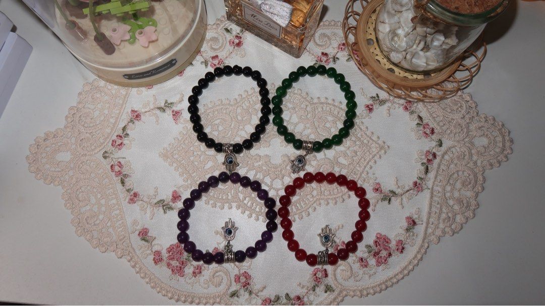 Hamsa Evil Eye Beaded Bracelet Jewelry (Category: Bracelets) located in Calamba. Submitted by declutter.rebski (Listing ID 1438052424, Image 3). Description: Hamsa Evil Eye Beaded Bracelet - A protective charm bracelet with spiritual/good luck symbolism Variants: 1. Midnight Black ✅ 2. Emerald Green ✅ 3. Royal Purple ✅ 4. Ruby Red ❌SOLD❌ ⤿ high quality, non-tarnish stainless steel jewelry ⤿ hypoallergenic + does not fade over time ⤿ all items are