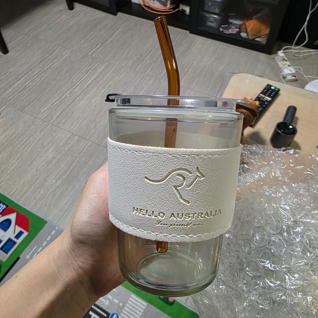 Glass Tumbler with Straw