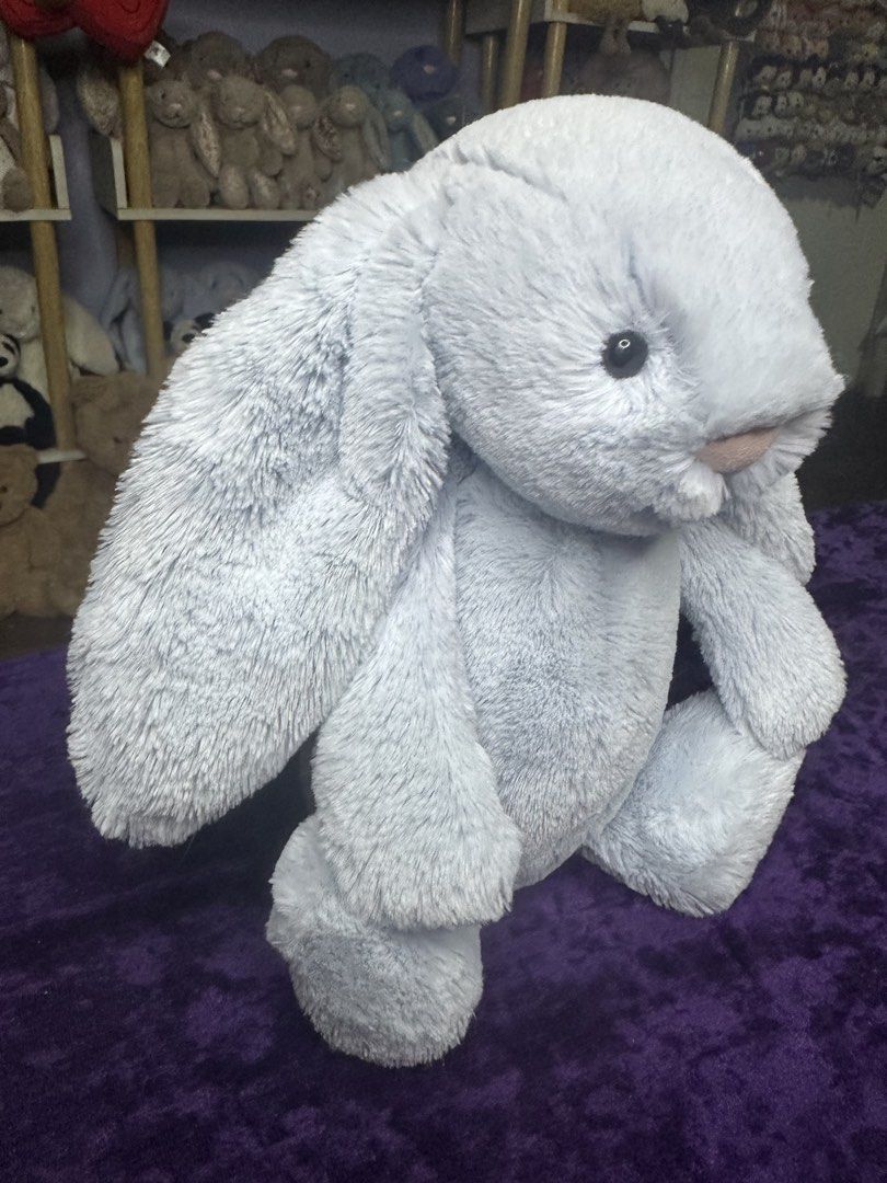 Jellycat Light Blue Medium Bashful Bunny Stuffed Toy (Category: Plushies & Soft Toys) located in Pasig City. Submitted by katplush_superlove (Listing ID 1437998842, Image 2). Description: This is actually good as new but one slightly faded etiketa but code is there. Guaranteed in great condition still. Great quality. Usual light blue is 2k and above but I’m on sale season, so grab yours today! Payment first. Loc Pasig City lalamove possible. J&T 