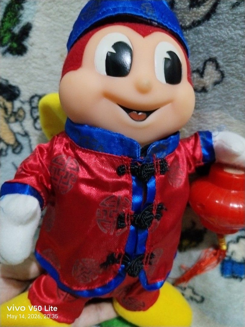 Jollibee JOLLINATION DOLL (China) (Category: Plushies & Soft Toys) located in Mabalacat. Submitted by whowannashoppe (Listing ID 1438002991, Image 2). Description: Jollibee JOLLINATION DOLL (China) - Jollibee plush toy in Chinese New Year attire, holding a red lantern. - Complete costume and accessory. - Perfect for Jillibee collectors/enthusiasts - Limited edition - Rare collectibles -Hard to find na kumpleto pa ang costume at may lantern pa. - 