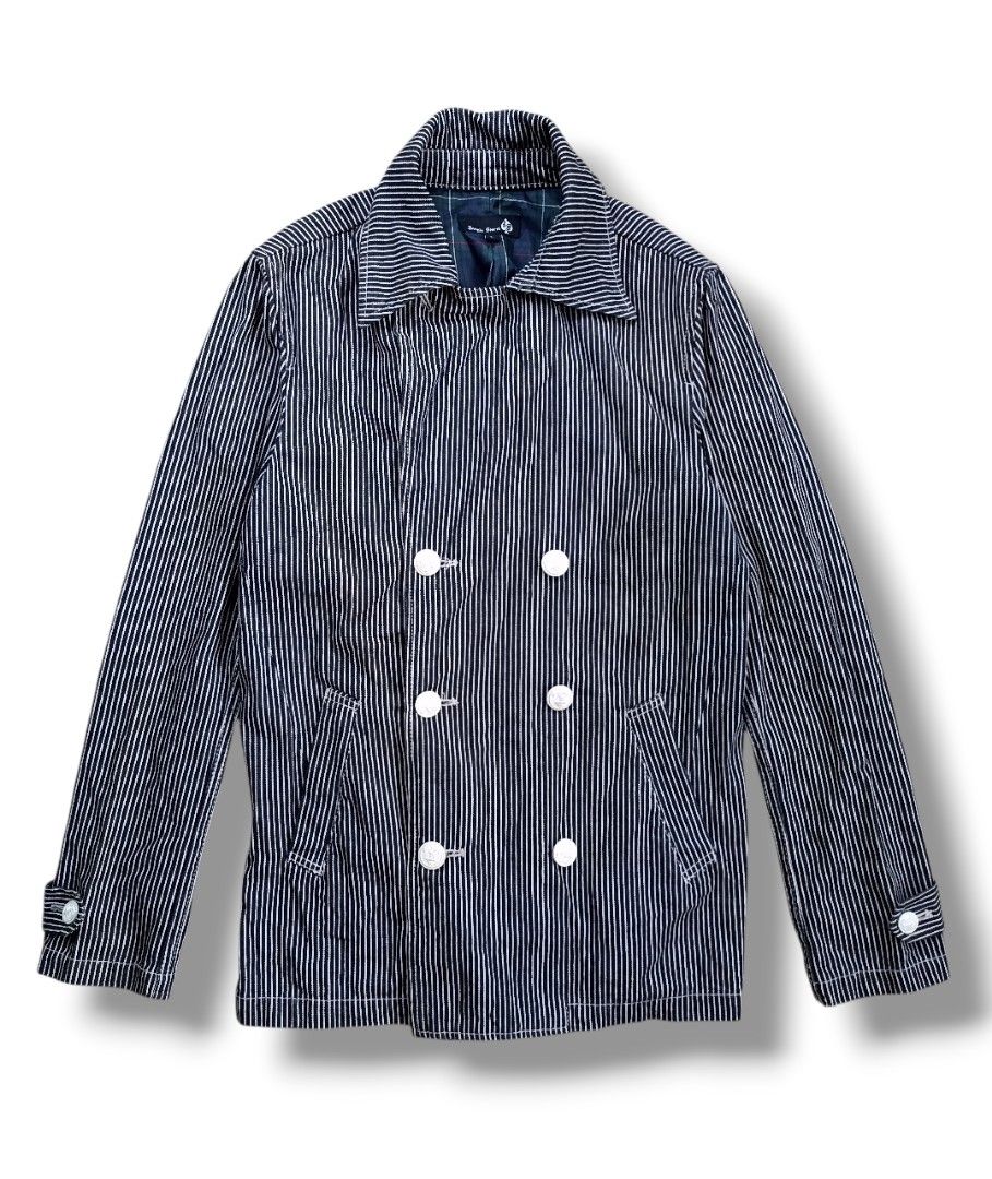 JUNGLE STORM HICKORY JACKET (Category: Coats, Jackets and Outerwear) located in Davao. Submitted by anythin6 (Listing ID 1438020334, Image 1). Description: - Jungle Storm jacket - Size: L - Classic striped design - Double-breasted closure - White buttons - Two front pockets - Plaid lining - Material: 100% polyester.