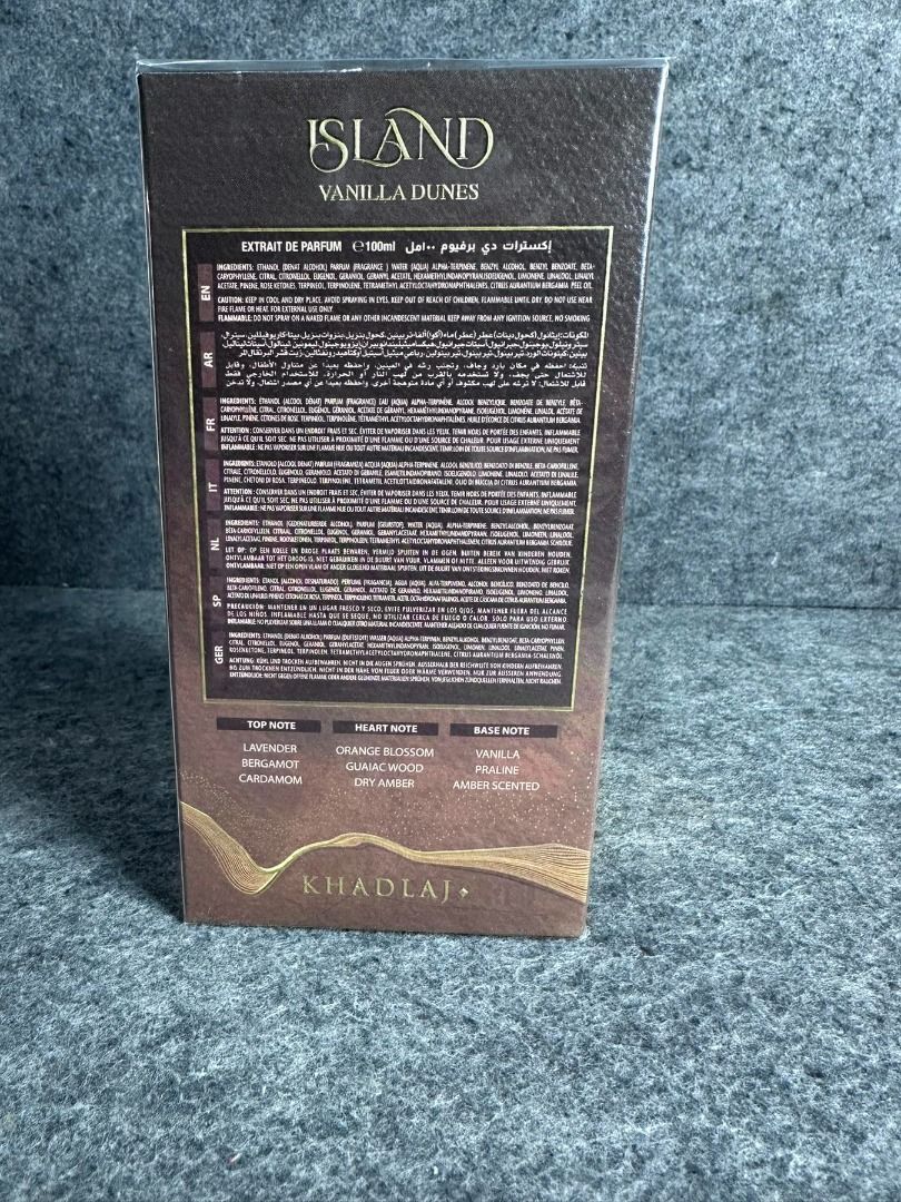 Khadlaj Island Vanilla Dunes Extrait de Parfum (Category: Fragrance & Deodorants) located in Taguig. Submitted by minimaliscent (Listing ID 1438010264, Image 2). Description: - Khadlaj Island Vanilla Dunes Extrait de Parfum - Made in U.A.E. - Fragrance: Vanilla Dunes - Type: Extrait de Parfum - Includes box with barcode and QR code Loc. Taguig Western Bicutan 📍 📩 Message us for orders or inquiries. 🏍️ Can arrange Lalamove around Manila 🚛 Nati