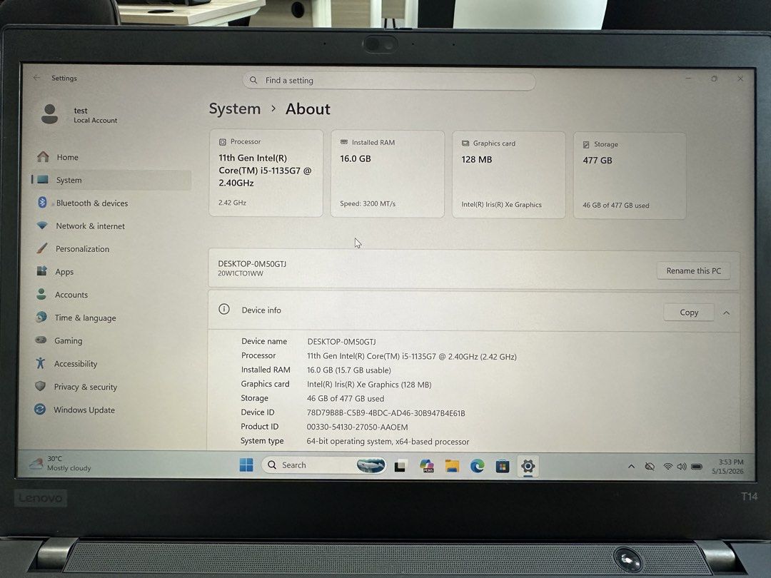 Lenovo ThinkPad T14 Gen 2 Laptop