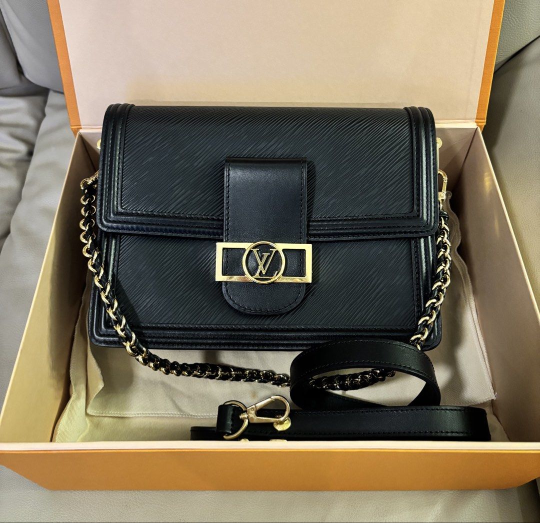 Louis Vuitton Dauphine MM Epi (Category: Luxury Bags & Wallets) located in Santa Rosa. Submitted by authentic.finds.only (Listing ID 1438048584, Image 1). Description: Brand new store price is 262,000 Louis Vuitton Dauphine MM in Black Epi Leather with Gold Hardware. Excellent pre-loved condition with minor superficial nail scratch inside. Exterior is clean and structured, with very minimal signs of wear Includes adjustable/removable strap for sh
