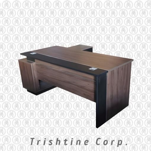 L-Shaped Office Desk TXT-074 (Category: Office Furniture & Fixtures) located in Caloocan City. Submitted by trishtine_jim9 (Listing ID 1437984973, Image 3). Description: - L-shaped office desk by Trishtine Corp. - Dark wood finish. - Modern design with clean lines. - Built-in cabinet and shelving for storage. - Includes a drawer. - Sturdy build. - Ideal for home or professional workspaces. - Provides ample workspace. DISCLAIMER: Price is for Post