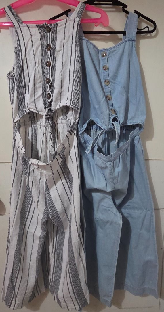 NEXT Jumpsuits for Girls Age 8-12 (Category: Babies & Kids Fashion) located in Manila. Submitted by ice_10 (Listing ID 1438069697, Image 1). Description: Get two stylish jumpsuits for sale! Brand: NEXT from UK - Option 1: Striped (white & black) with crop top tie and button details. - Option 2: Denim jumpsuit with crop top tie and button accents. - Perfect as stand alone or used as jumper for a casual yet chic look..