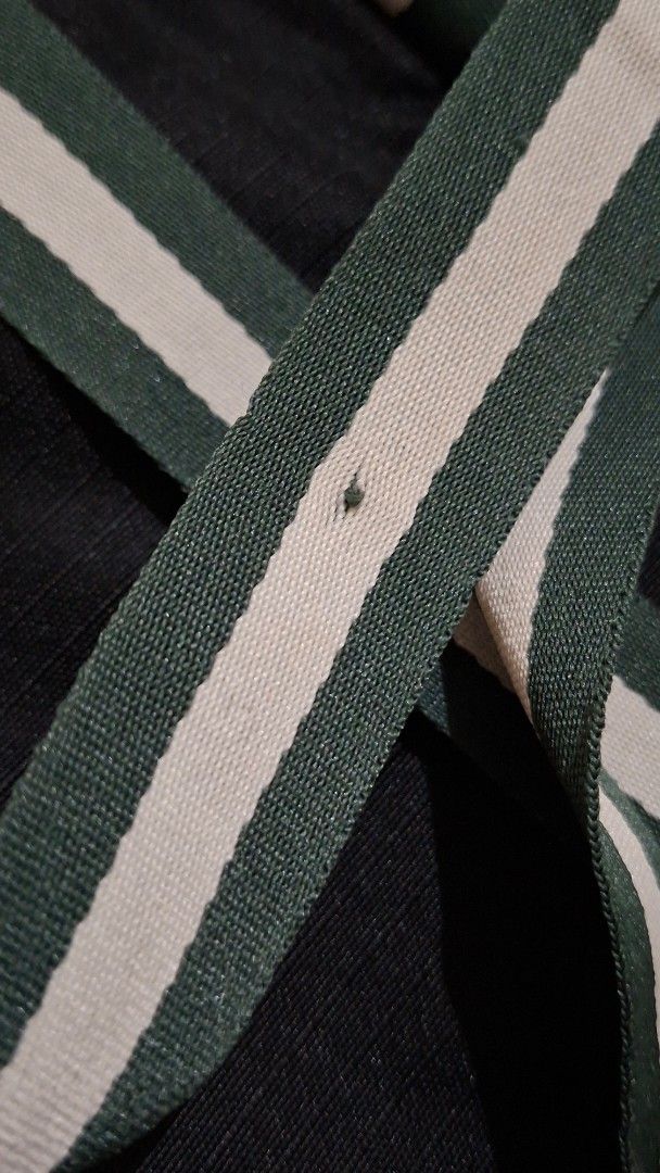 Nike Mini Backpack Black (Category: Backpacks) located in Pasig City. Submitted by kkdvm (Listing ID 1438080870, Image 2). Description: - Nike mini backpack - Black exterior with white trim - Green and white striped strap - Nike logo on front - Zipper closure - Compact size - Ideal for small items - Minor imperfection on strap.