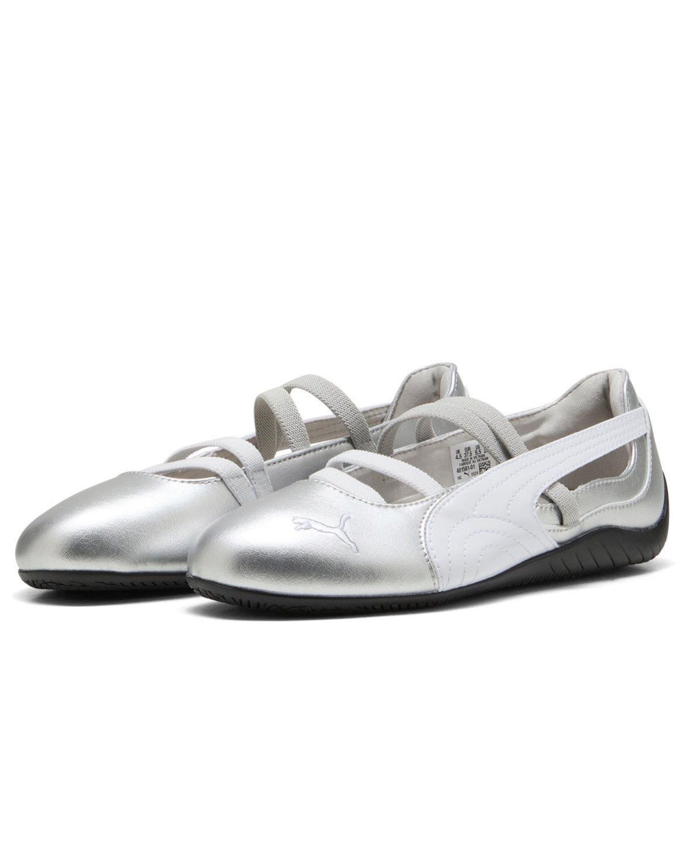 Puma Speedcat Ballet Shoes Silver (Category: Flats & Sandals) located in Makati City. Submitted by shop.nbt (Listing ID 1438083323, Image 2). Description: Selling my speedcat ballet shoes in silver / white Used once, complete with box 7.5 US Women’s — ₱3,499 only ✨ Retails at ₱5.1k or higher as of today DM 🩶🤍.